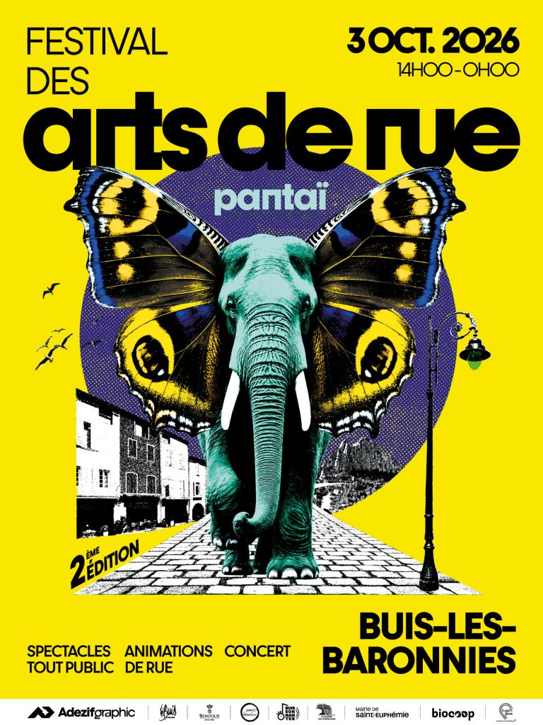 affiche jaune festival pantai buis les baronnies