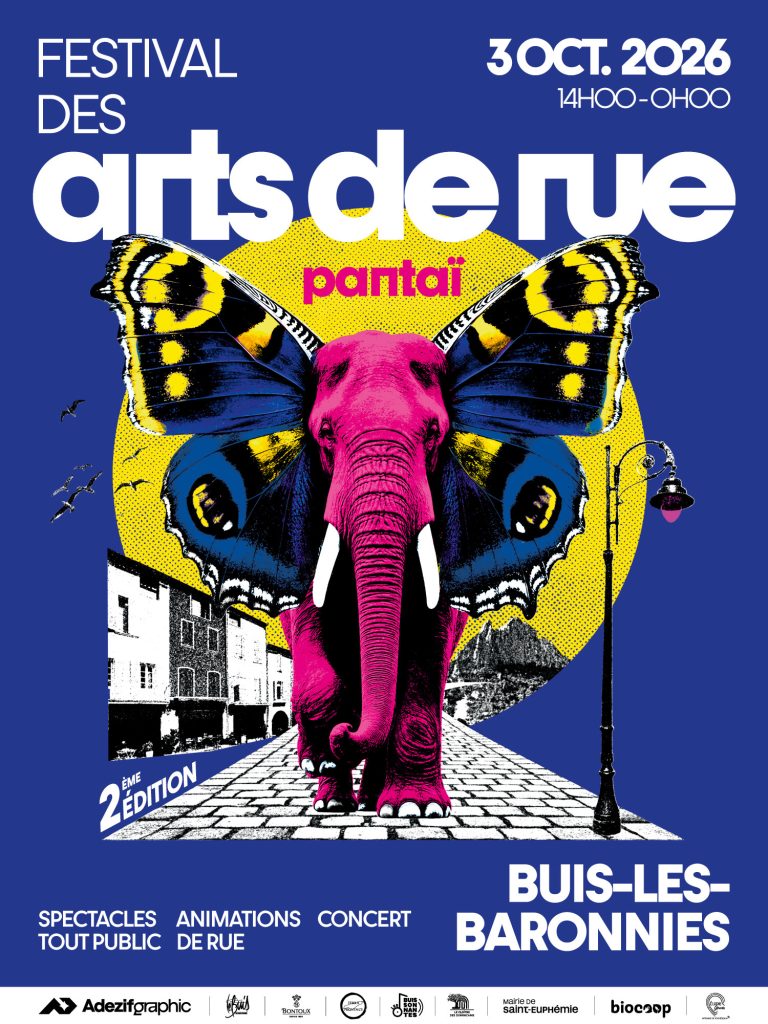 affiche bleu festival des arts de rue drome
